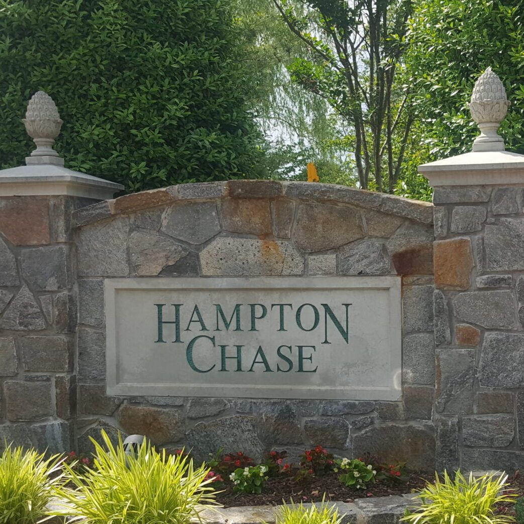 Hampton Chase stone entrance sign
